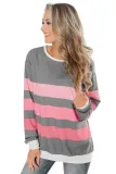 Gray Dreaming of Spring Striped Pullover Top