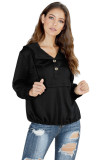Black Alpine Drawstring Hoodie