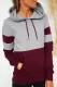 Red Color Block Long Sleeve Crewneck Pullover Hoodie