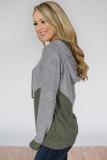 Green Rely on You Color Block Hoodie
