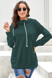 Green Long Sleeve Hoodie with Rope Drawstring