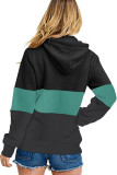 Green Color Block Zipped Neck Hoodie