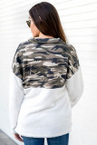 Green Fuzzy Pullover with Camo Detail