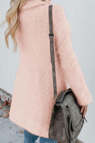 Pink Warm Fuzzy Double Breasted Pocketed Cardigan