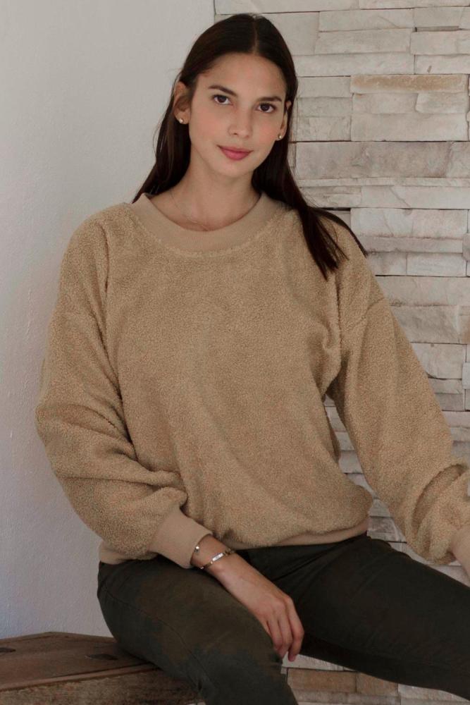 Khaki Terry Thread Cashmere Sweathshirt