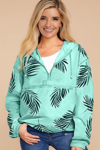 Green Floral Print Rain Jacket