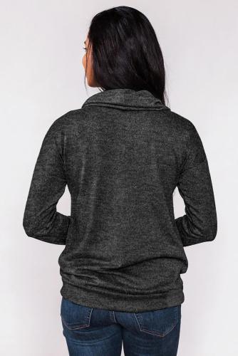 Black Twist of Winter Cowl Neck Top