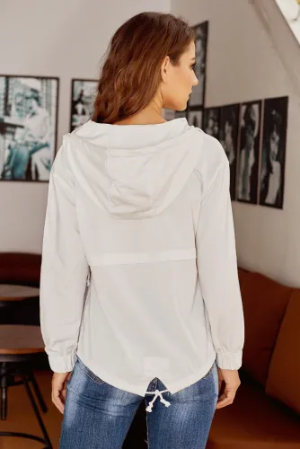 White Alpine Drawstring Hoodie