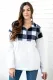 Black Fuzzy Pullover with Plaid Detail