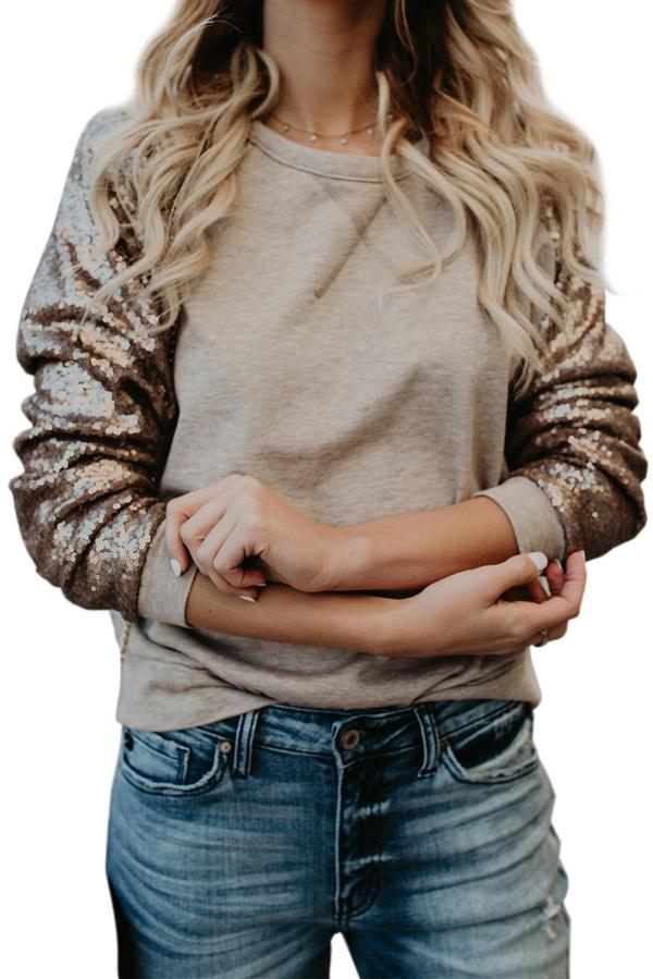 Apricot Gotta Have It Sequin Knit Top