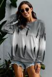 Light Gray Color Block Tie Dye Pullover Sweatshirt