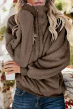 Brown Traverse Pocketed Sherpa Pullover Sweatshirt