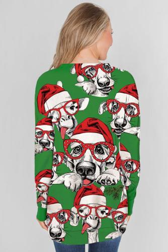 Green Ugly Christmas Cartoon Print Sweatshirt