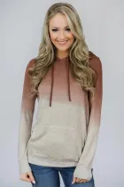 Brown Ombre Kangroo Pocket Pullover Hoodies