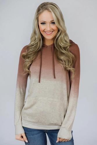 Brown Ombre Kangroo Pocket Pullover Hoodies