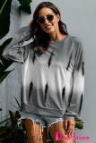 Light Gray Color Block Tie Dye Pullover Sweatshirt