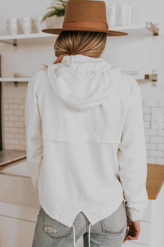 White Alpine Drawstring Hoodie
