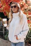 White Traverse Pocketed Sherpa Pullover Sweatshirt