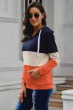Blue Color Block Zipped Neck Hoodie