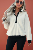 White Fleece Pullover Sweatshirt