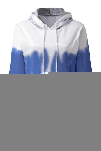 Sky Blue Gradient Long Sleeve Pullover Hoodie