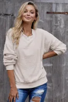 Beige Terry Thread Cashmere Sweatshirt