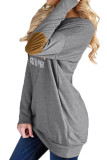 Light Gray Crew Neck Long Sleeve Elbow Patch Sweatshirt