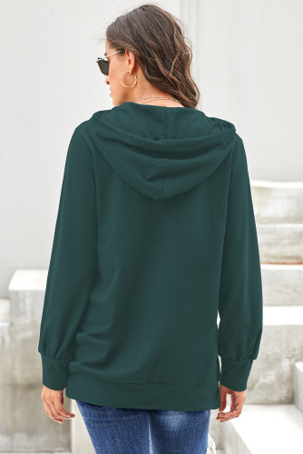 Green Long Sleeve Hoodie with Rope Drawstring