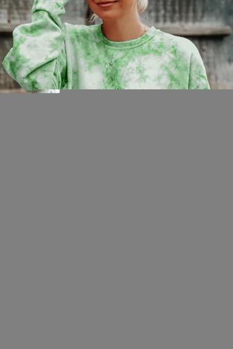 Green Tie-dyed Round Neck Sweatshirt