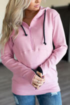 Pink Half-zip Quilted Ampersand Hoodie