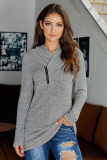 Gray All This Time Zipper Pullover Top