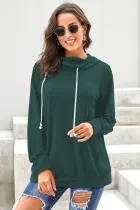Green Long Sleeve Hoodie with Rope Drawstring