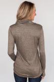 Brown All This Time Zipper Pullover Top