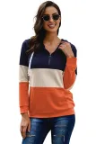 Blue Color Block Zipped Neck Hoodie