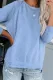 Sky Blue French Terry Cotton Blend Pullover Sweatshirt