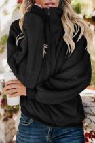 Black Traverse Pocketed Sherpa Pullover Sweatshirt