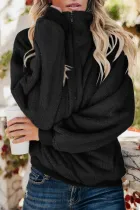 Black Traverse Pocketed Sherpa Pullover Sweatshirt