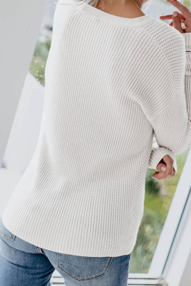 Beige Knot Your Girlfriend Thermal Knit Top