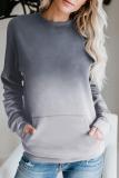 6Gray Ombre Kangroo Pocket Pullover Sweatshirt