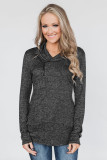 Black All This Time Zipper Pullover Top