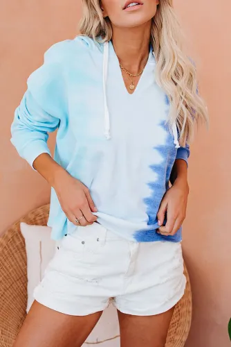 无 Blue Colorblock The Sun Cotton Blend Tie Dye Hoodie