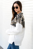 Green Fuzzy Pullover with Camo Detail