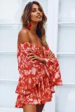 Red Off Shoulder Boho Romper