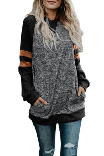 Black Fashion Casual Splice Loose Sweatshirt