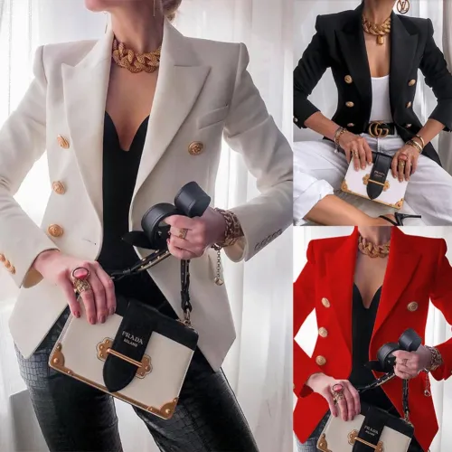 Western Autumn Solid Color Office Blazer