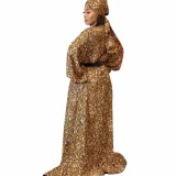 Leopard Print Long Cover Up with Head Scarf