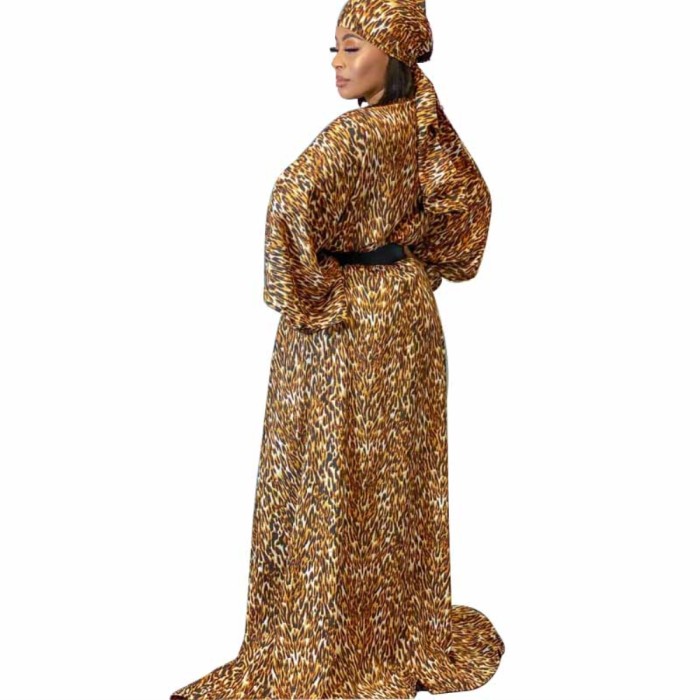 Leopard Print Long Cover Up with Head Scarf
