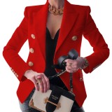 Western Autumn Solid Color Office Blazer