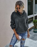 Autumn Plush Plain Hoodie Sweat Top