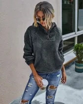 Autumn Plush Plain Hoodie Sweat Top